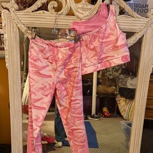 Zara Pink Marble Print Activewear Set